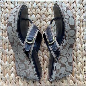 COACH Evelina Signature Brown Wedges Size 8.5M